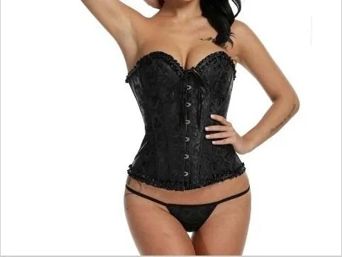 corselet corset corpete espartilho florido com babado