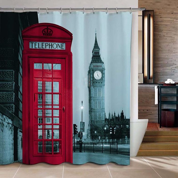 Cortina Baño Diseño Cabina Teléfono Londres 180x180 Cm - $ 18.500 en ... Cortina Baño Diseño Cabina Teléfono Londres 180x180 Cm - $ 18.500 en ...