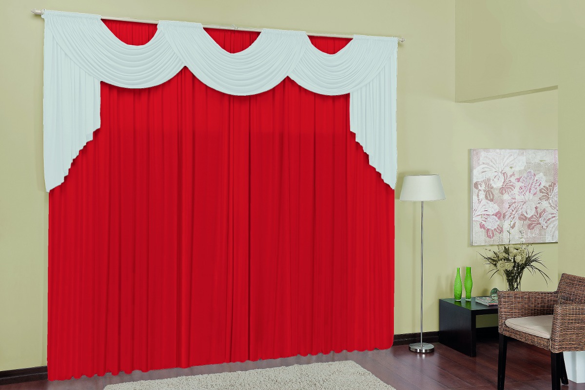 Cortina Luanda 2m Vermelhobranco Para Sala Ou Quarto R$ 69,90 em Mercado L Cortina Luanda 2m Vermelhobranco Para Sala Ou Quarto R$ 69,90 em Mercado L