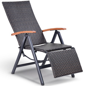 Costway Silla Rota Plegable Patio A Reclinable Tumbona 5Lcjq34RAS