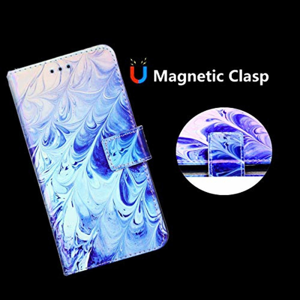 A5 2017 Case Wallet PU- Blue Feather 2017 COTDINFORCA Colorful Laser Premium PU Leather Full-Body Protective Flip Cover for Women Girls Painted Case for Samsung Galaxy A5 A520