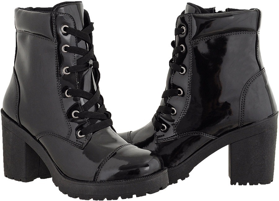 Coturno Bota Feminina Ankle Boot Tratorada Dois Pares Verniz - R$ 179,42 em Mercado Livre