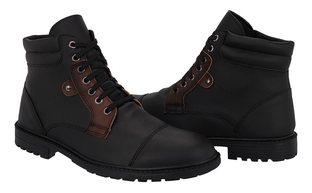 Coturno Bota Masculina Em Couro Ecológico Adventure Oferta - R$ 60,00 em Mercado Livre