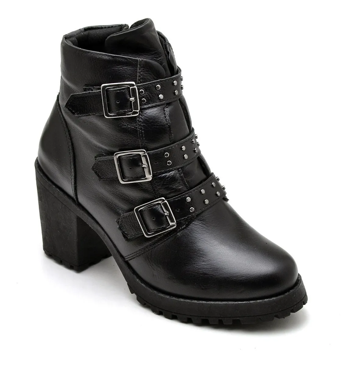 Onside Store | Coturno Feminino Bota Confort Tratorado Cano Curto Couro - R$ 149,90