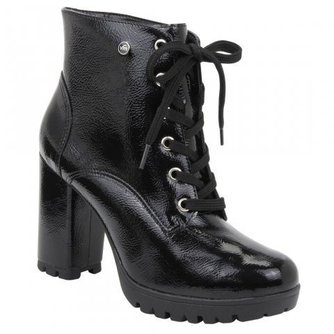 Coturno Feminino Preto Verniz Salto Alto Via Marte Original - R$ 169,90 em Mercado Livre