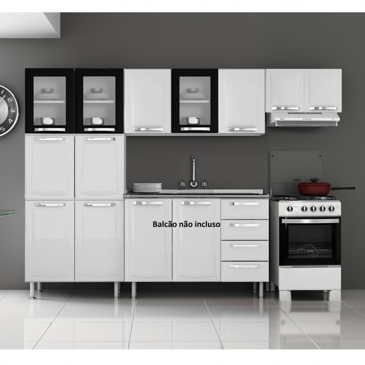 Cozinha Compacta 3 Pe As 3 Portas Em Vidro Itanew Fg R 1 039 90 Cozinha Compacta 3 Pe As 3 Portas Em Vidro Itanew Fg R 1 039 90