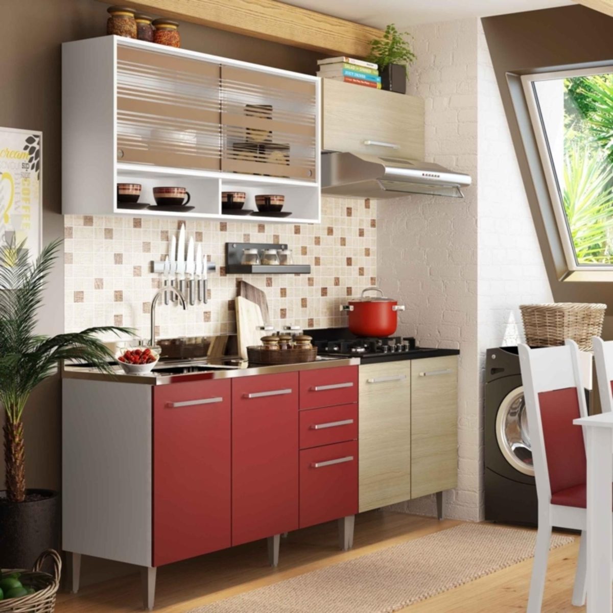 Cozinha Compacta Madesa Glamy Elis Branco Tirol Vermelho R 949 Cozinha Compacta Madesa Glamy Elis Branco Tirol Vermelho R 949