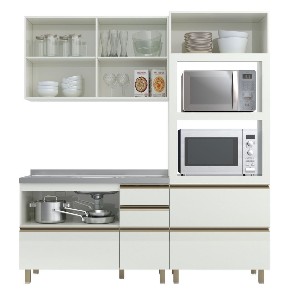 Armario Aereo 4 Portas Tb82 Com Espelho Nobre Dalla Costa Cozinha Modulada Casas Bahia 11779732