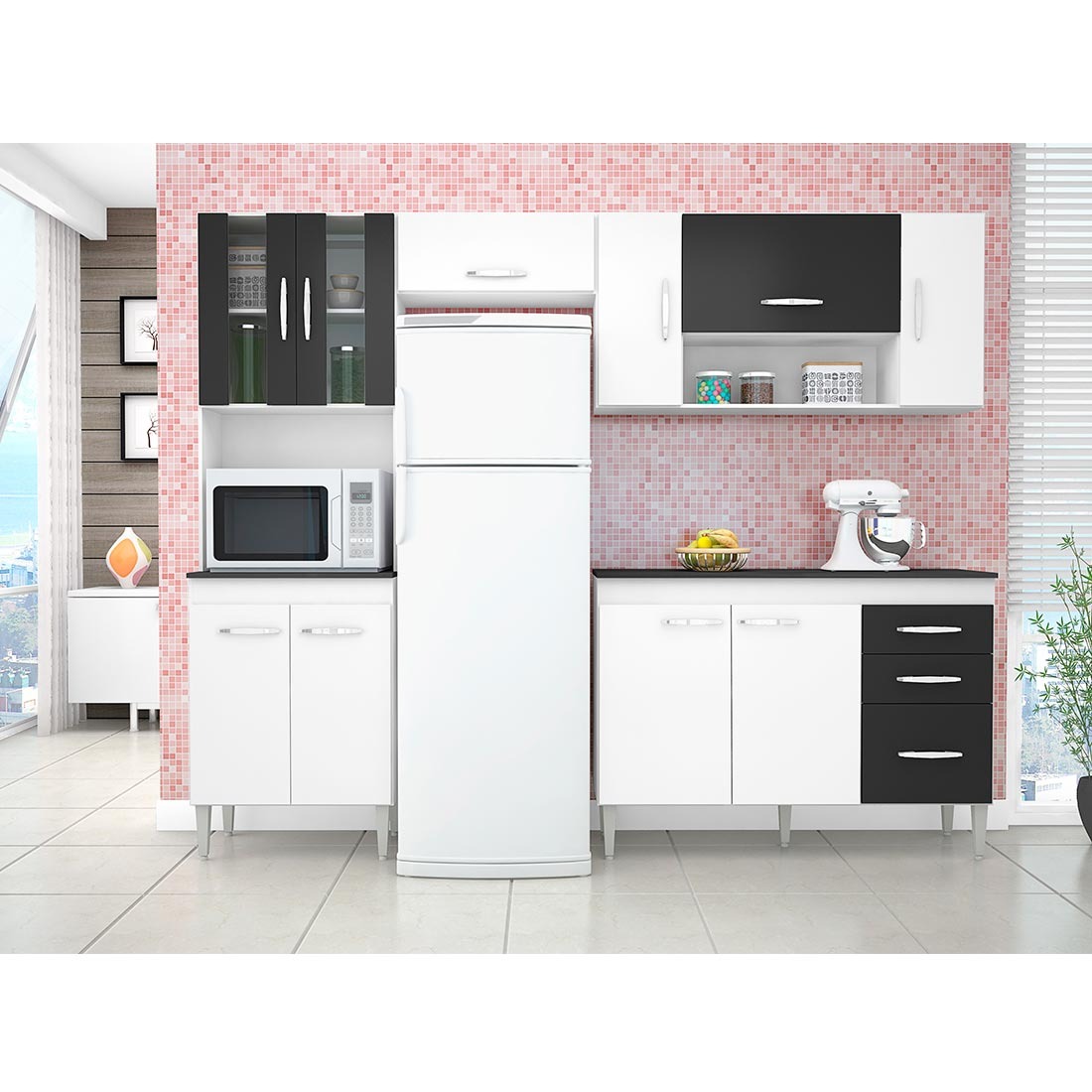 Cozinha Poquema Manuela 8 Portas Branco E Preto R 461 89 Em Cozinha Poquema Manuela 8 Portas Branco E Preto R 461 89 Em