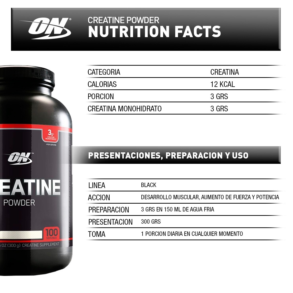 Creatina Black 300gr Optimum Nutrition X 2 Unidades - $ 2.328,00 ...