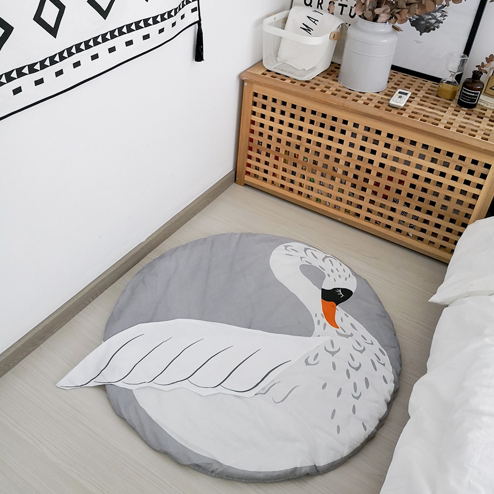 Crianças Nursery Rug Swan Shaped Play Mat Tapete Rodada Dos R Nursery Rug Swan Shaped Play Mat Tapete