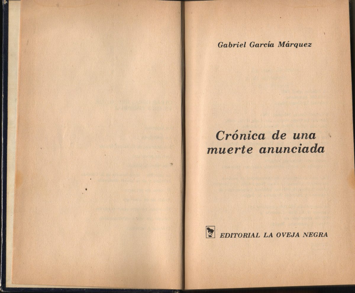Crónica De Una Muerte Anunciada 1a Edición Tapa Dura 1 299 00 En Mercado Libre