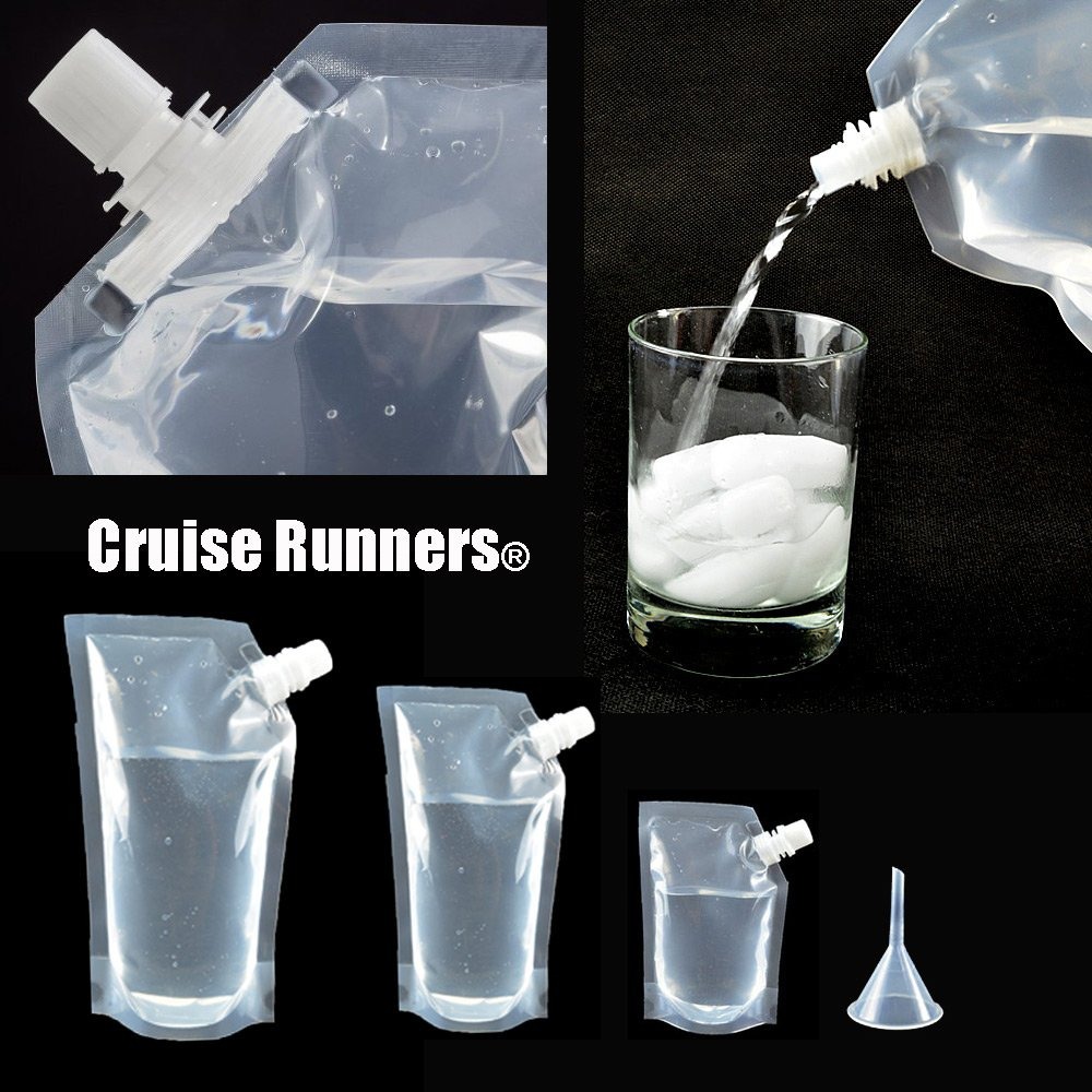 CRUISE RUNNERS Brand Ship Kit Flask Sneak Alcohol Runner Rum Liquor Smuggle Booze 4x32 oz. + Travel Funnel CRUISE RUNNERS Brand Ship Kit Flask Sneak Alcohol Runner Rum Liquor Smuggle Booze 4x32 oz. + Travel Funnel