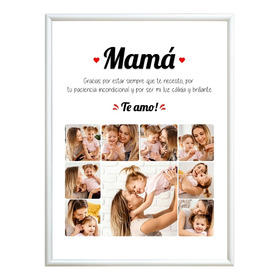 Cuadro 30x40 Dia De La Madre Diseño 9 Fotos + Frase + Mamá