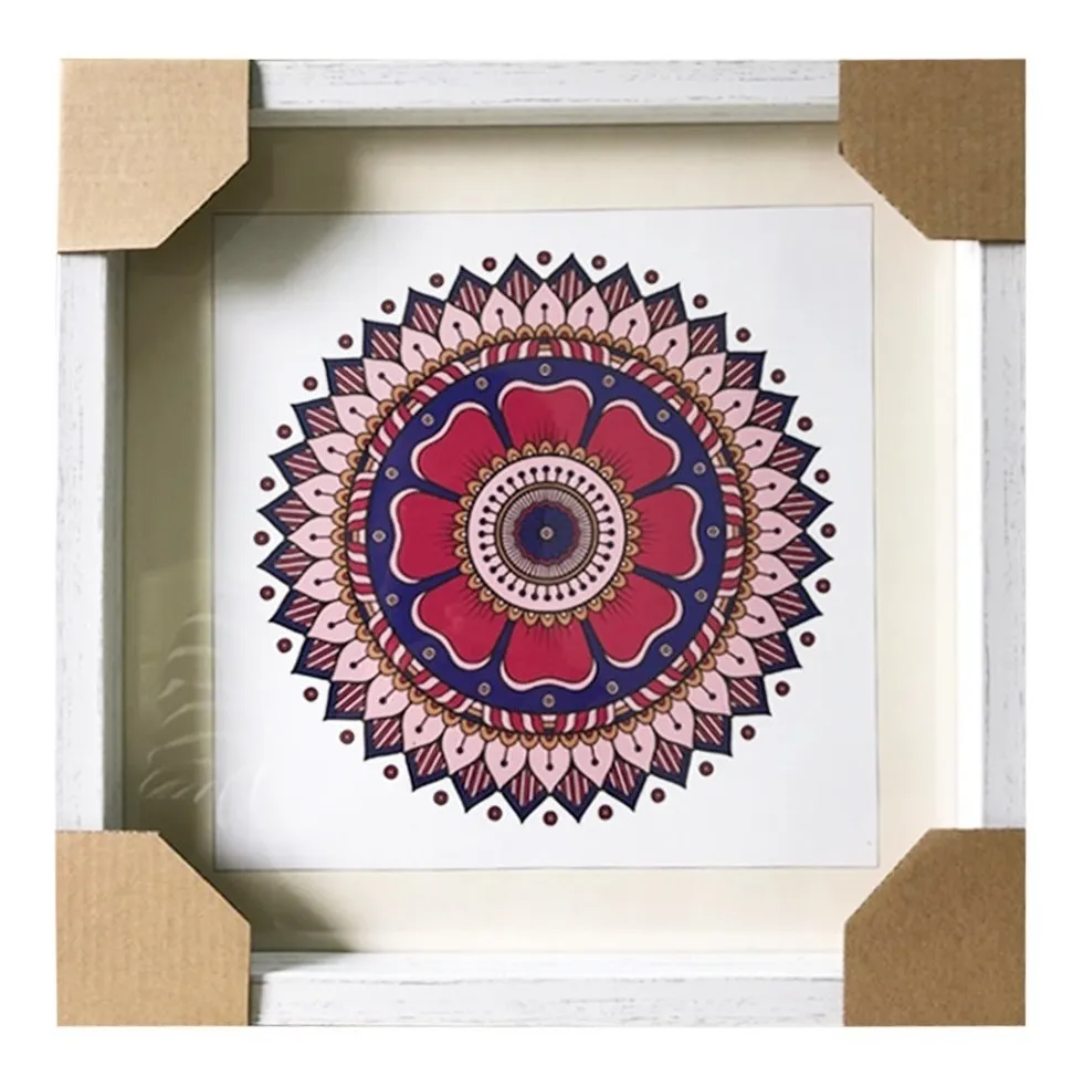 Casaojeda Decoraciones Cuadro De Mandalas Marco Blanco 30x30 Cm M2 5 490