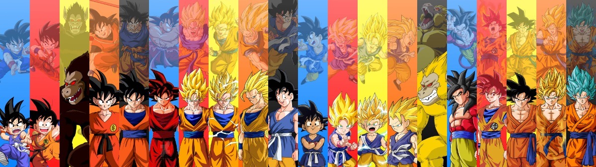 Cuadro Goku 4 Piezas Canvas Todas Las Fases Transformacion 170000