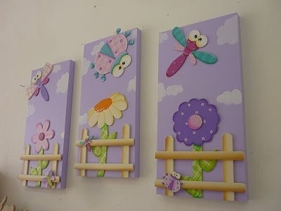 Cuadros y tripticos para recamaras de niñas. 280.00 en mercado ... Recamara de ninas color lila