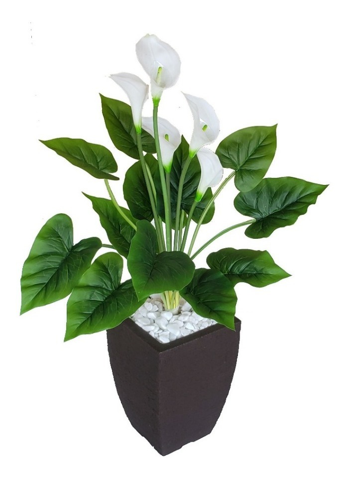 Planta Artificial Copo De Leite Decoracao Vaso Enfeite R 189