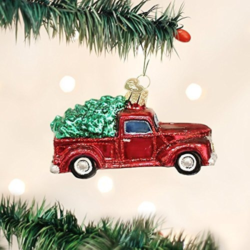 OLD WORLD CHRISTMAS OLD TRUCK WITH CHRISTMAS TREE GLASS CHRISTMAS ORNAMENT 46029