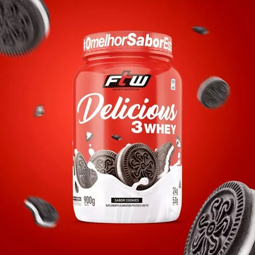Combat Airsoft | Delicious 3 Whey Protein Ftw Isolado 900g Sabor Cookies -  R$ 119,90