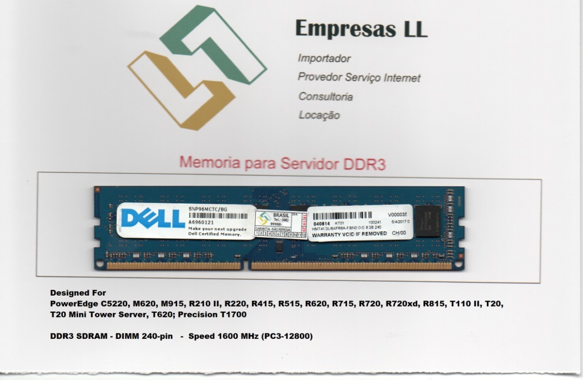 A6960121 8GB DDR3 1600MHz PC3L-12800 UDIMM ECC Memory Dell Precision T1700