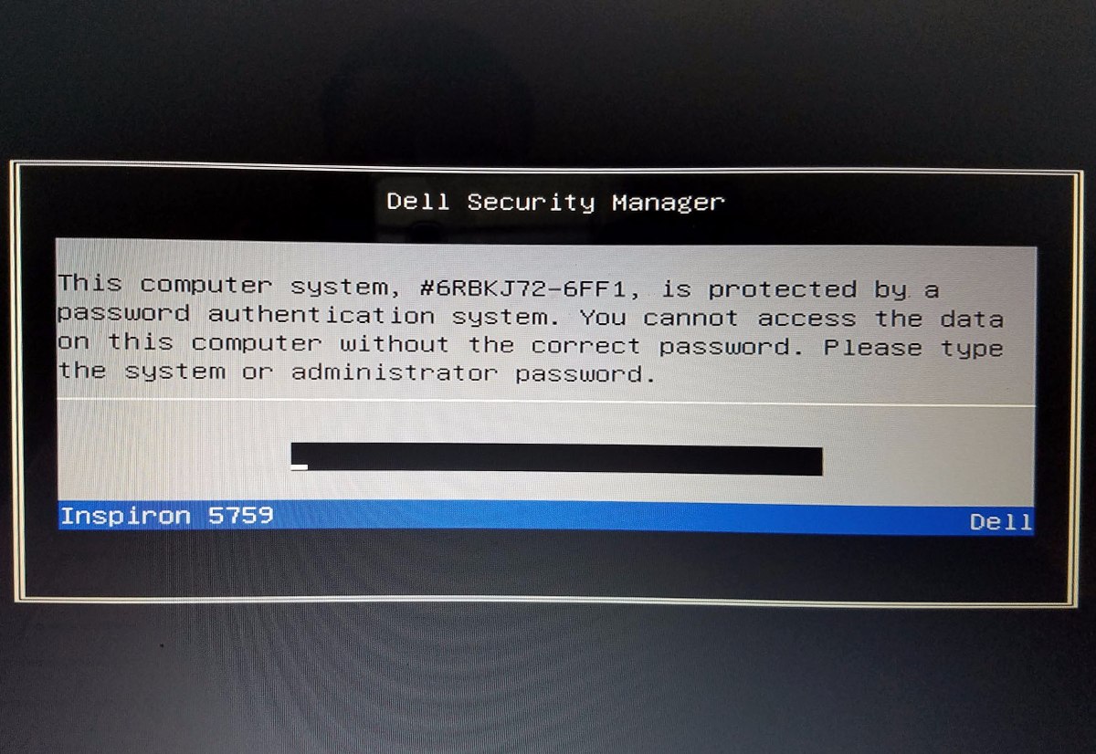 Dell Password Reset 6ff1 Latitude Venue Precision Inspiron 100.00