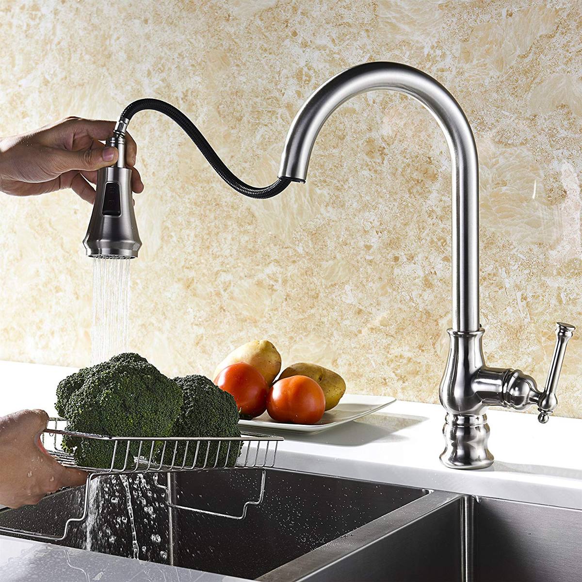 Delle Rosa Elegant Single Handle Kitchen Faucet Solid Brass