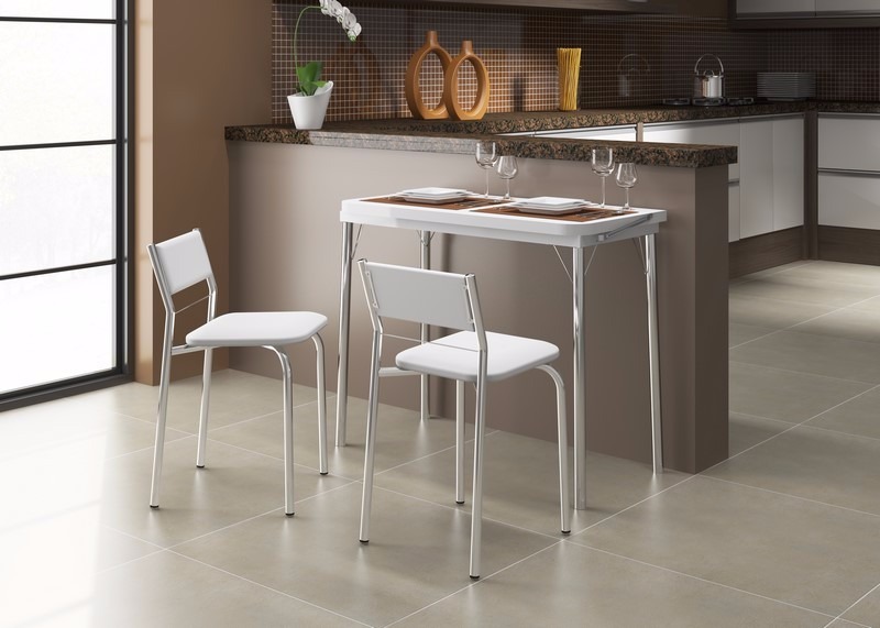 Desayunador mesa extensible patas cromada blanco cocina us 130 ... Cocina con desayunador y bar