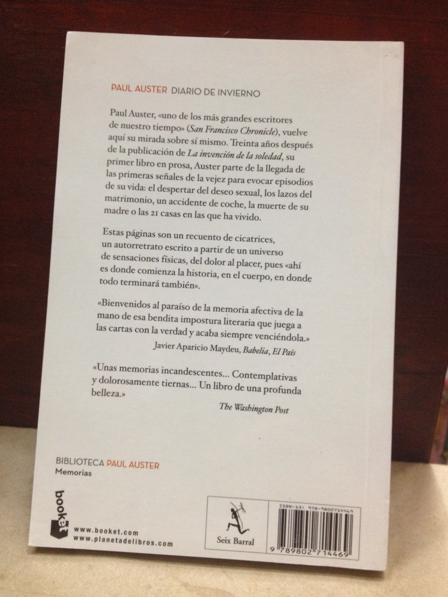 Diario De Invierno - Paul Auster - Ed. Booket - 2012 - $ 25.000 en ...