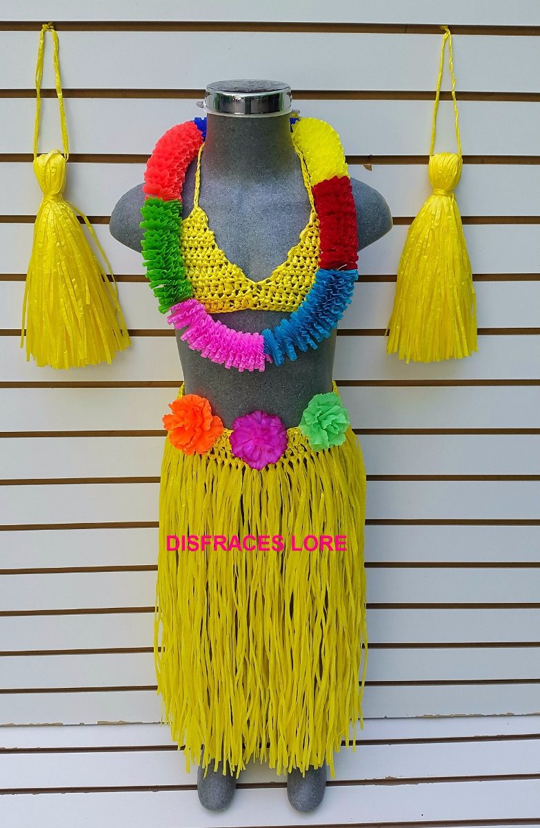 Disfraz Hawaiana Amarillo Festival Fiesta Niñas M5 280.00 en