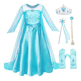 Disfraz Vestido Elsa Frozen Niña Navidad Navidad+accesorio