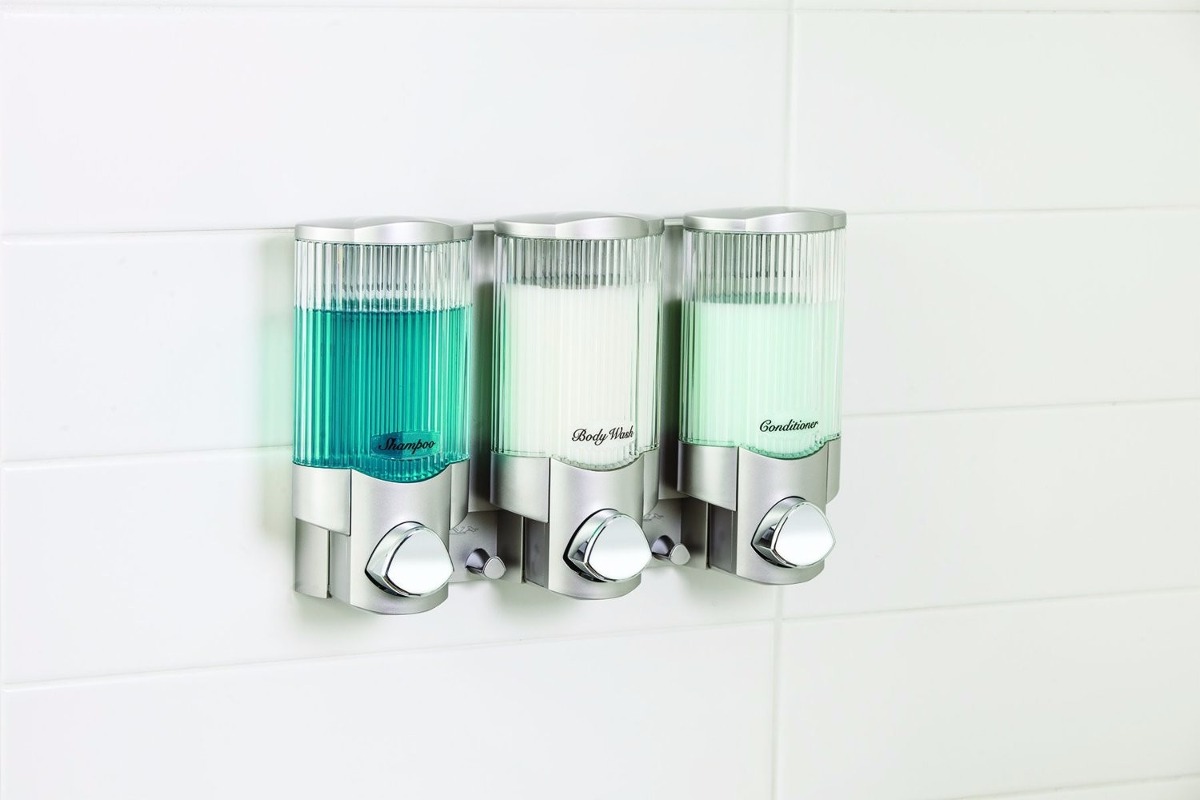 Dispensador De Jabon Liquido Shampoo Baño Despachador Triple - $ 1,899.