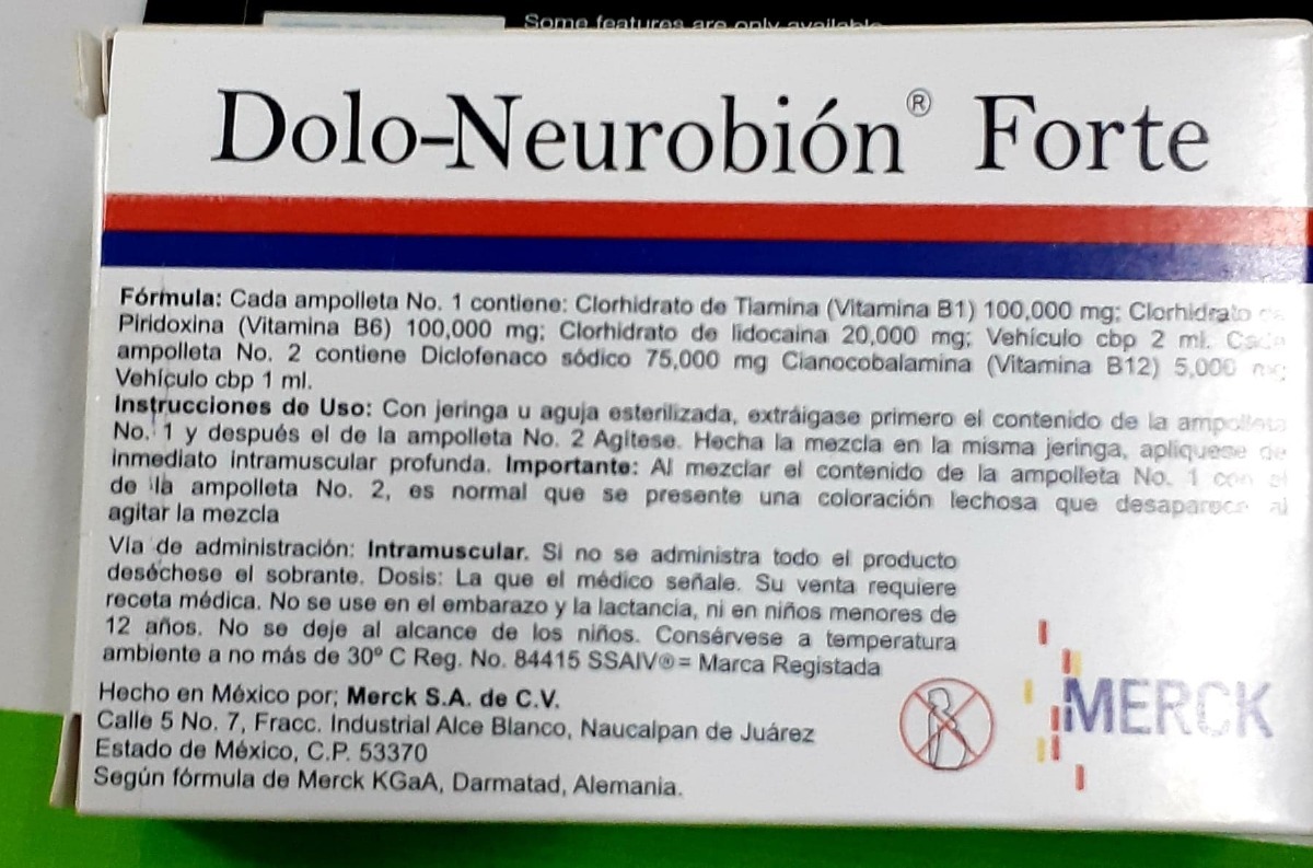 Dolo- Neurobion Forte Inyectable - $ 170.00 en Mercado Libre