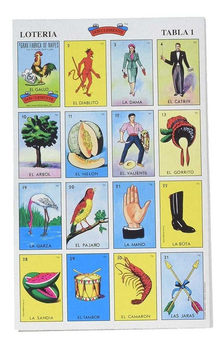 Don Clemente Autentica Loteria Mexicana Bingo Set 20 