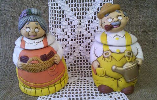 Dos tarros de cocina cerámica pareja de abuelos otto y frida ...