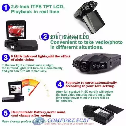 dvr carro portatil 2.5 inch hd + 6 ir led nightvision