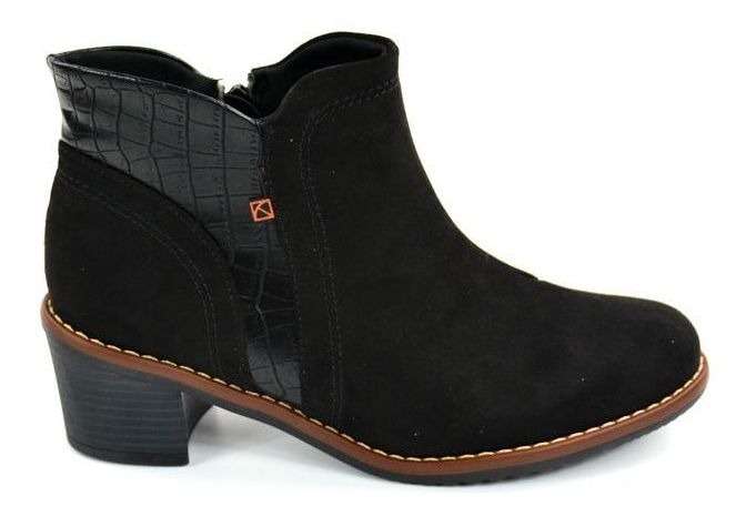 E Bota Fem 338003 Preta Nobuck/croco Piccadilly 20889 - R$ 295,62 em Mercado Livre
