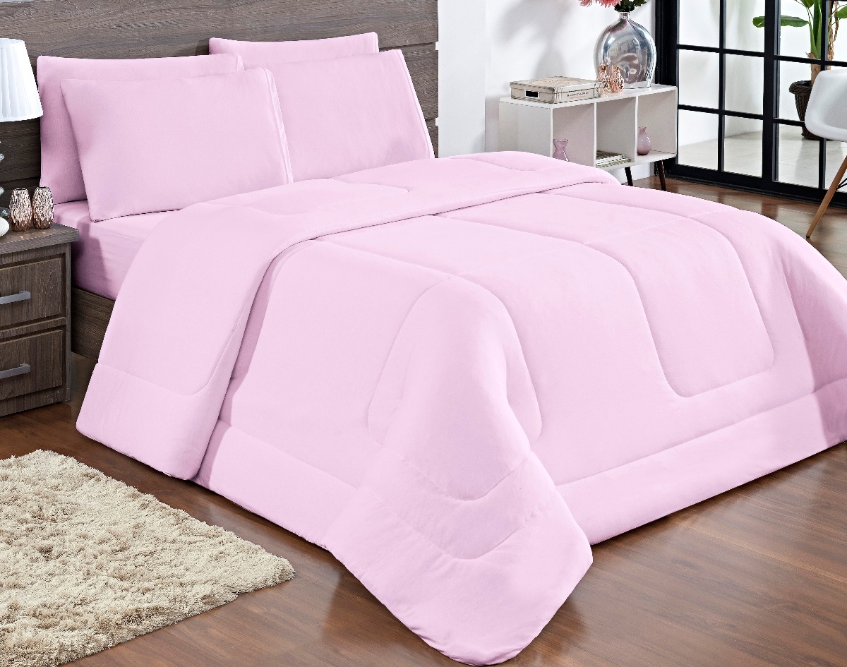 Edredom Solteiro 100 Algodao Dupla Face Rosa R 110 00 Em