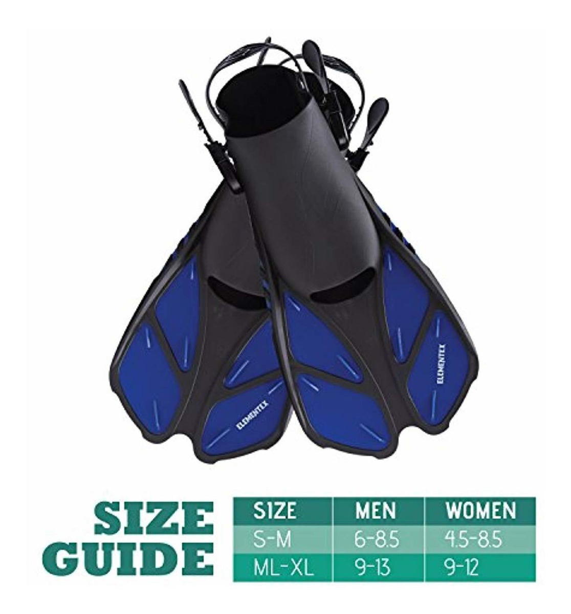 Fins n Top Valve ELEMENTEX Dry Snorkel Set with Scuba Mask