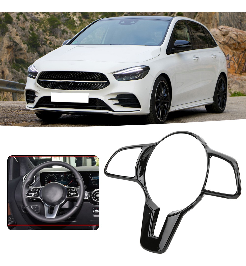 embellecedor de la Cubierta del Marco del bot/ón del Volante Estilo Fibra de Carbono Compatible con Mercedes-Benz Clase B W247 2020 Outbit Embellecedor del Volante