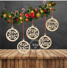 Santa Reno Decoración De Mdf Corte Láser de Madera Forma Bolas Bolas de Navidad