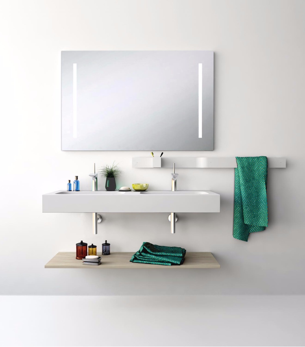 Espejo Para Baño Con Luz Led Integrada De Dos Barras 45x65cm - $ 1,890.00 en Mercado Libre
