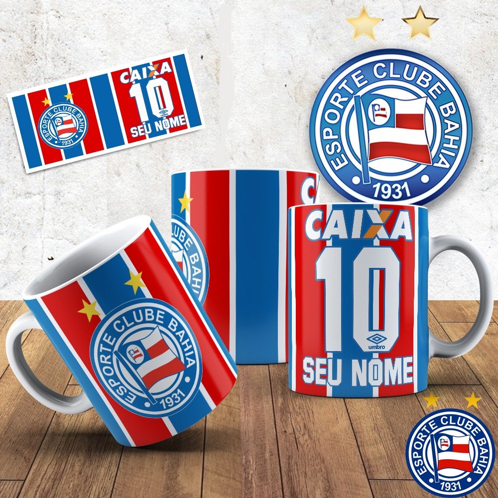 Estampa Arte Futebol Bahia E VitÃ³ria Caneca SublimaÃ§Ã£o - R