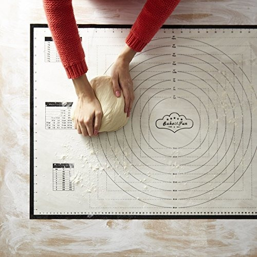 33.5 x 22.5 Inches Black BakeitFun Baking Mat SYNCHKG087199 Perfect Fondant Surface Conversion Information Included Full Sticks To Countertop For Rolling Dough XX-Large Silicone Pastry Mat With Measurements