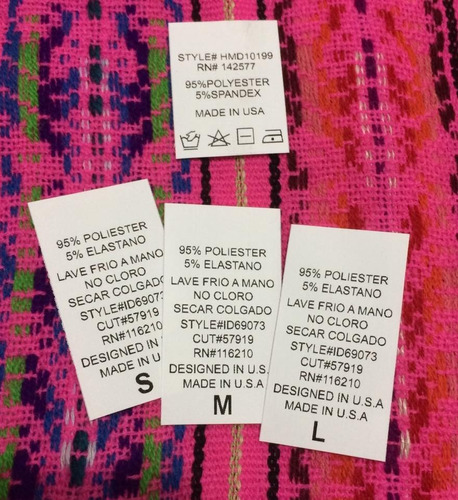 Etiqueta Para Ropa / Instrucciones De Lavado / Textiles - $ 295.00 en