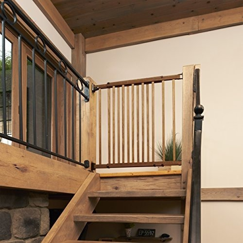 Dark Wood Evenflo Top of The Stair Extra Tall Hardware Mount Gate