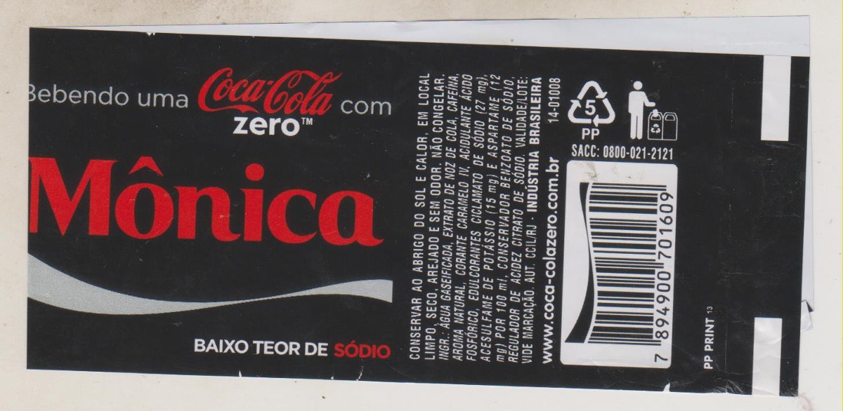 F35 - Coca Cola Rótulo Nome Mônica 600 Ml R$ 6,00 - R$ 6 F35 - Coca Cola Rótulo Nome Mônica 600 Ml R$ 6,00 - R$ 6