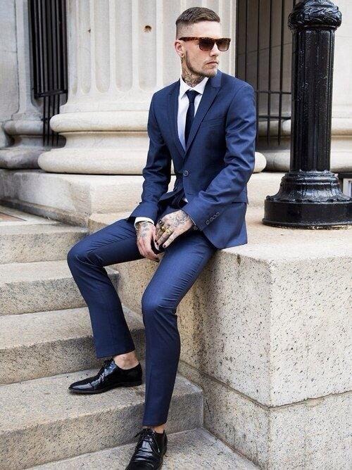 Fabrica De Terno Slim Fit Azul A Medida Para Caballeros Lima - S/ 350