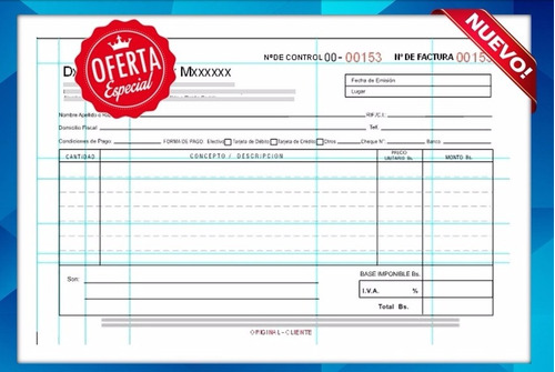 Facturas Fiscales Seniat , Talonarios Papel Químico - Bs 