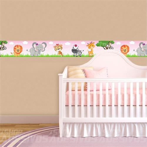 Faixa Adesiva Decorativa Parede Quarto Bebe Safari Rosa R$ 7,10 em Mercado Livre Adesivo De Flores ~ Faixa Adesiva Decorativa Parede Quarto Bebe Safari Rosa R$ 7,10 em Mercado Livre